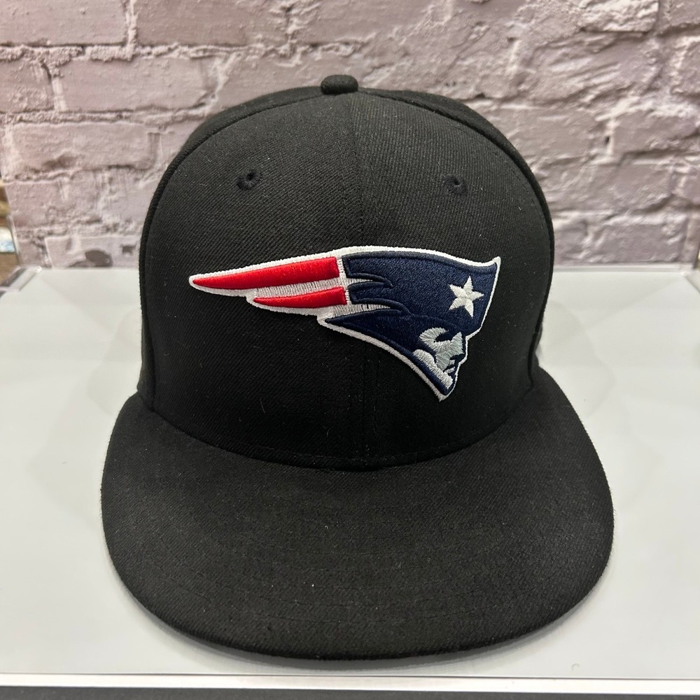 New Era New England Patriots Hat Mens 7 1/4 Black 59FIFTY Fitted NFL Cap